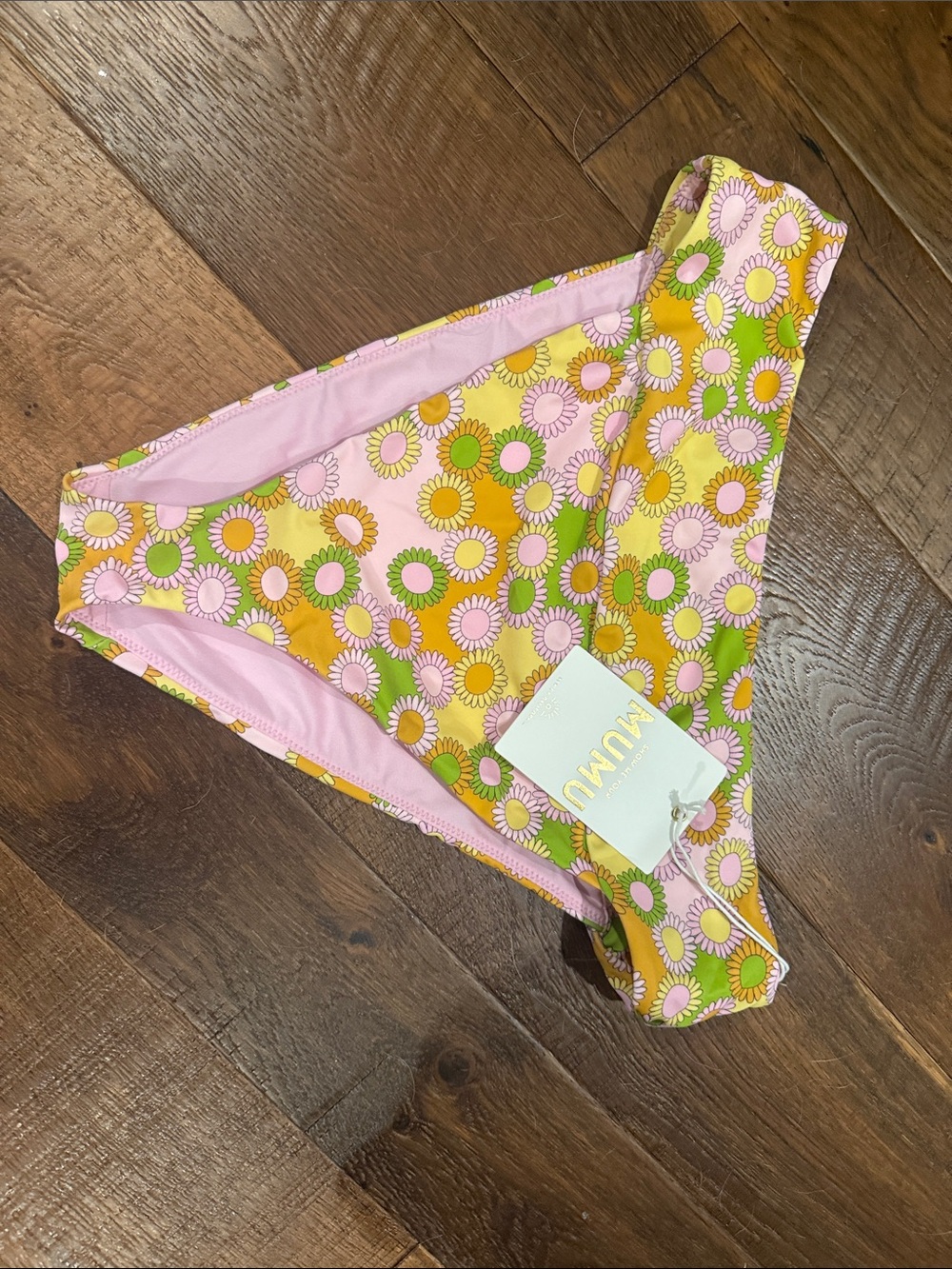 Show me Your MuMu Floral Daisy Bikini Bottoms in Pink, Yellow & Green